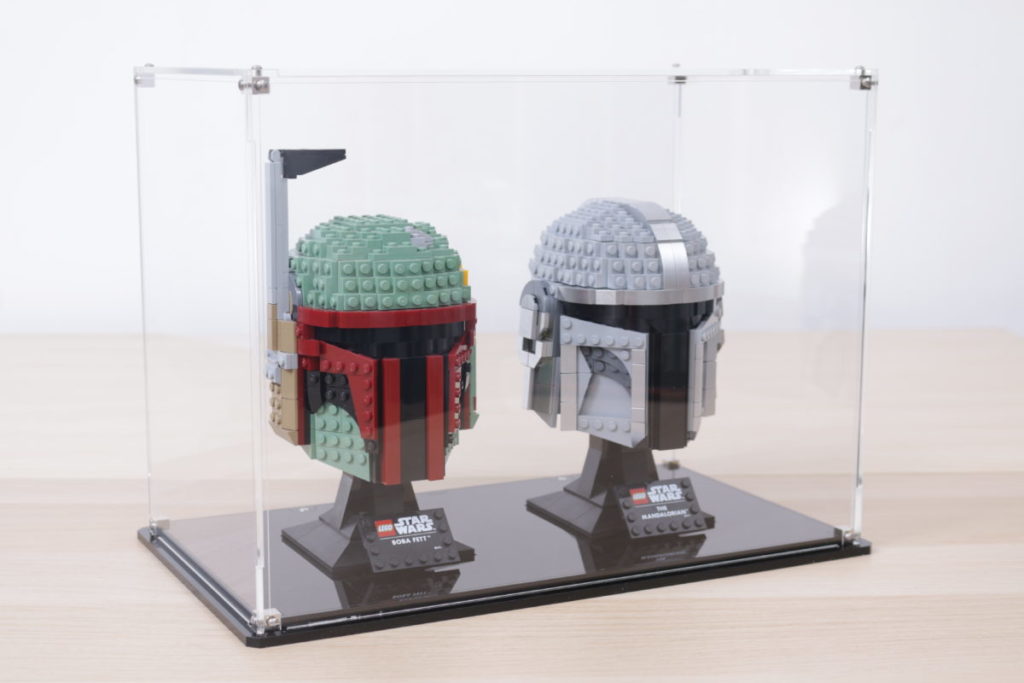 LEGO Star Wars Mandalorian Stormtrooper Scout Trooper Luke Skywalker Red Five Darth Vader Boba Fett Helmet Wicked Brick Display Case individual dual triple wall mounted 1 1024x683