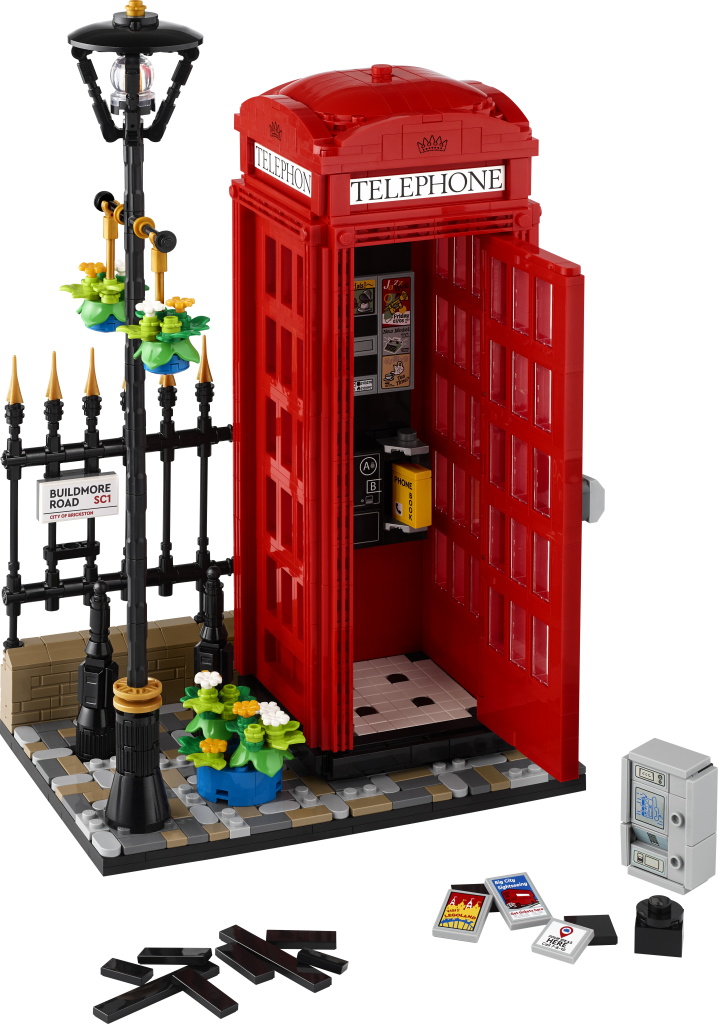 LEGO Ideas 21347 red london telephone box contents 718x1024