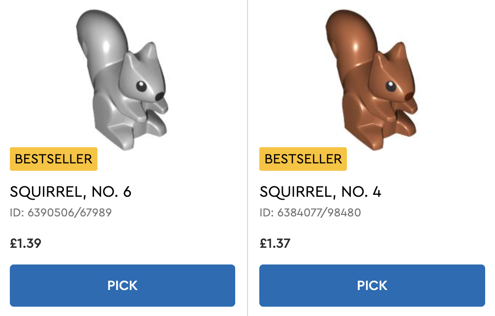 LEGO Pick a Brick Squirrels